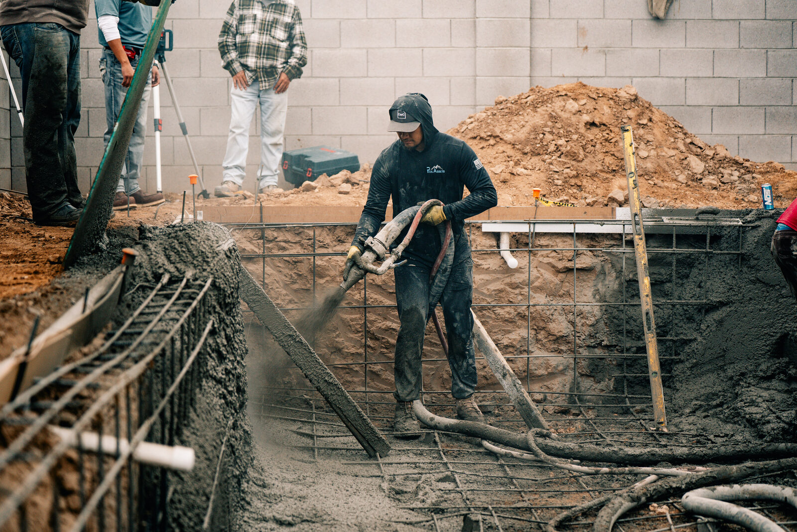 Shotcrete application in progress